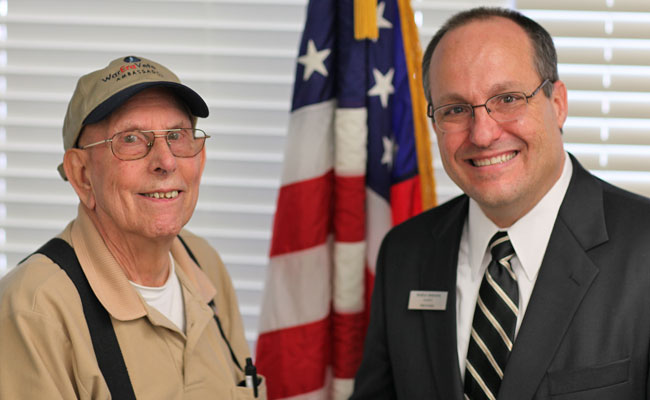 Kelly Endres of National Veteran Support with a veteran